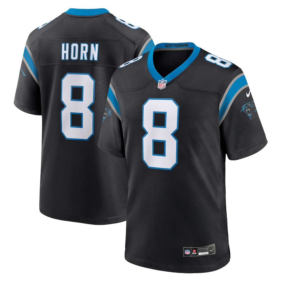 Men Carolina Panthers 8 Jaycee Horn Nike Black Game NFL Jersey